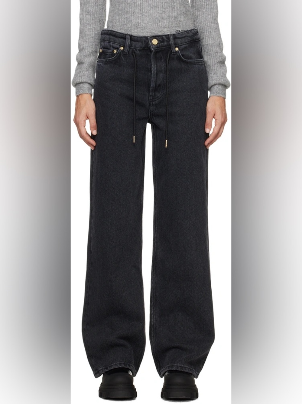 GANNI Washed Black Straight-Leg Jeans